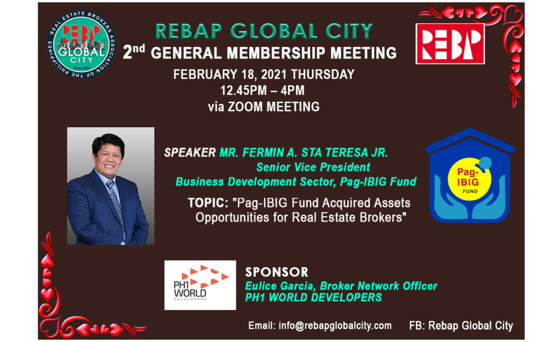 REBAP GLOBAL CITY CHAPTER 2nd General Membership Meeting