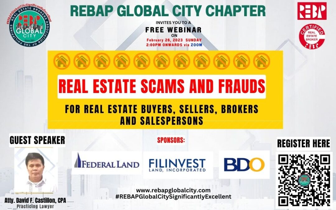 FREE Webinar on REAL ESTATE SCAMS and FRAUDS
